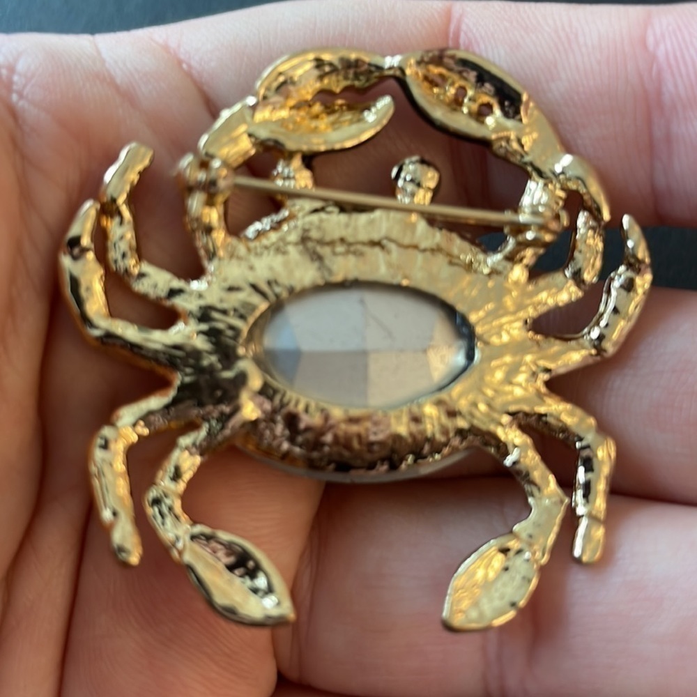 Large crystal CRAB BROOCH - Picture 4 of 6